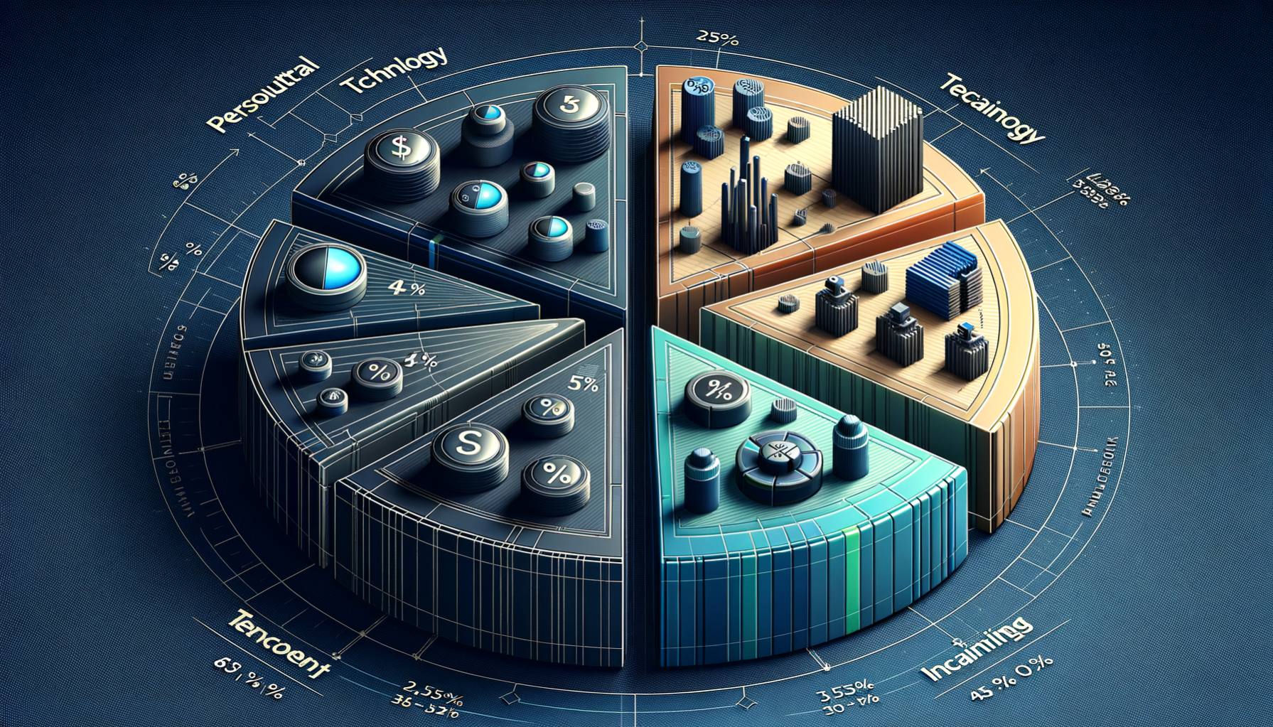 A pie chart illustrating the allocation of a hypothetical security budget among personnel, technology, training, and incident response