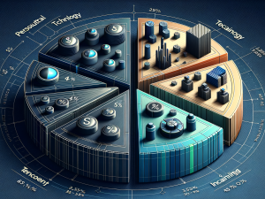 A pie chart illustrating the allocation of a hypothetical security budget among personnel, technology, training, and incident response